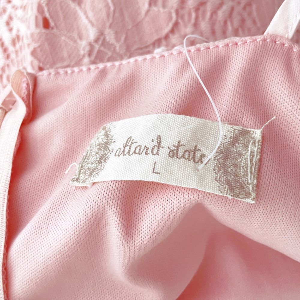 Altar’d State Pink Lace Overlay Giuly Spaghetti Strap Summer Dress Size Large - Picture 9 of 11